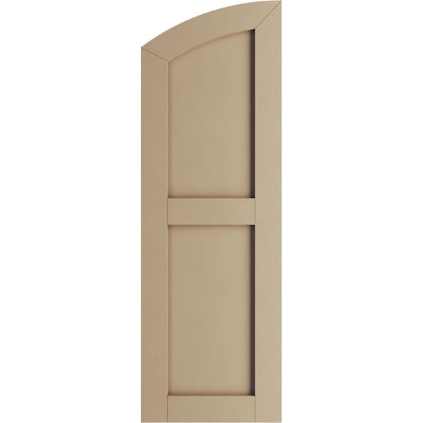 Timberthane Smooth 2 Equal Flat Panel W/Elliptical Top Faux Wood Shutters, 15Wx74H (69 Low Side)